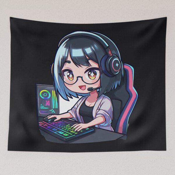Item preview, Chibi PC Gamer Girl — RGB Battlestation designed and sold by ArgentoArt.