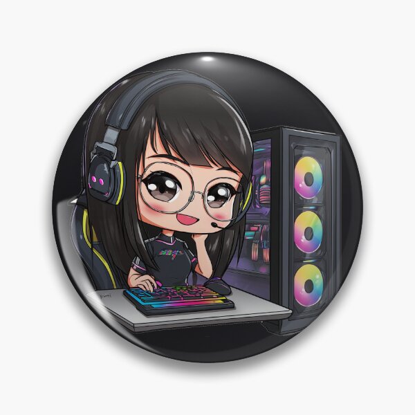 Item preview, Chibi PC Gamer Girl — RGB Tower Setup designed and sold by ArgentoArt.