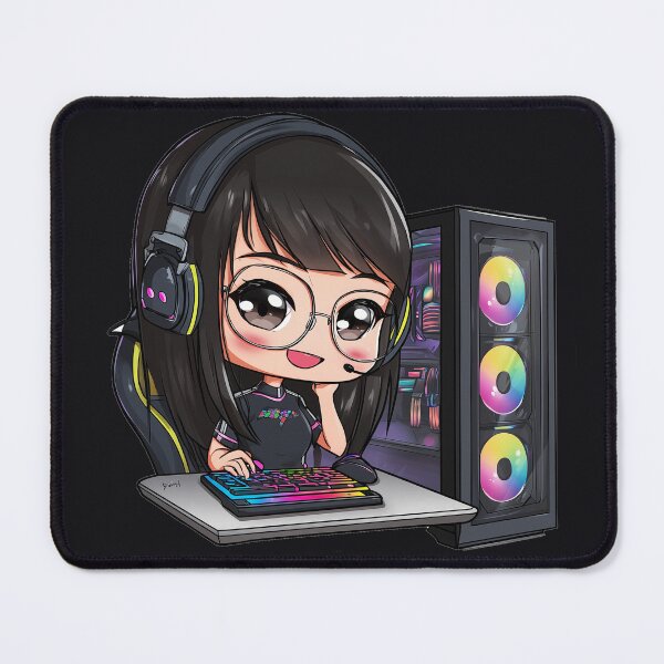 Item preview, Chibi PC Gamer Girl — RGB Tower Setup designed and sold by ArgentoArt.