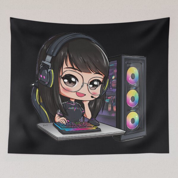 Item preview, Chibi PC Gamer Girl — RGB Tower Setup designed and sold by ArgentoArt.