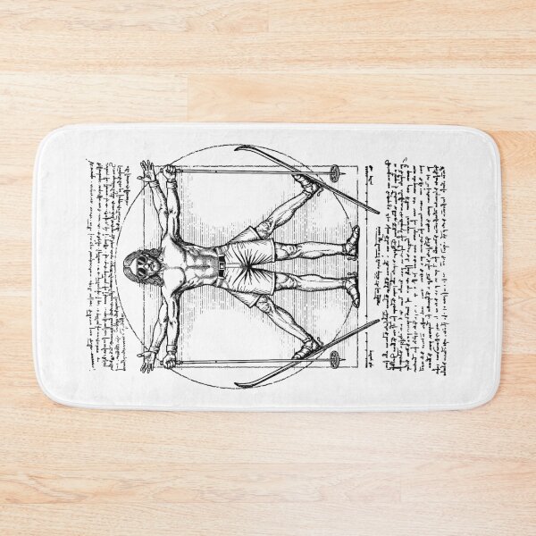 Item preview, Skiing Skier Vitruvian Man Leonardo Da Vinci Vintage Skiers designed and sold by GrandeDuc.