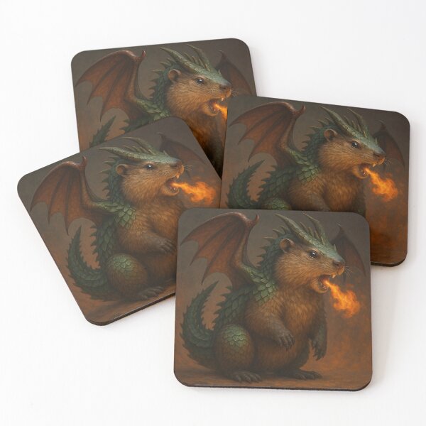 Item preview, Fire-Breathing Dragon–Marmot Chimera — Whimsical Fantasy Illustration designed and sold by AnotherMarmot.