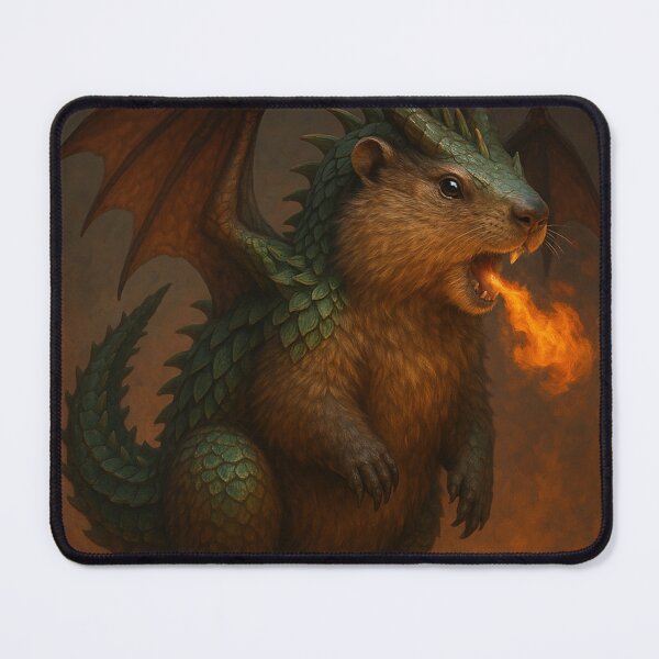 Item preview, Fire-Breathing Dragon–Marmot Chimera — Whimsical Fantasy Illustration designed and sold by AnotherMarmot.
