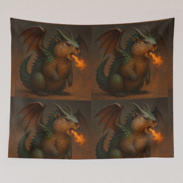 Item preview, Fire-Breathing Dragon–Marmot Chimera — Whimsical Fantasy Illustration designed and sold by AnotherMarmot.