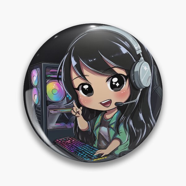 Item preview, Chibi PC Gamer Girl — RGB Tower & Headset designed and sold by ArgentoArt.