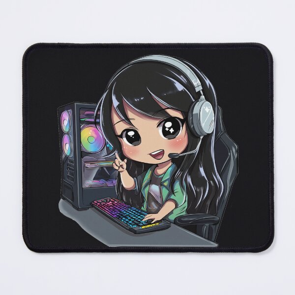Item preview, Chibi PC Gamer Girl — RGB Tower & Headset designed and sold by ArgentoArt.