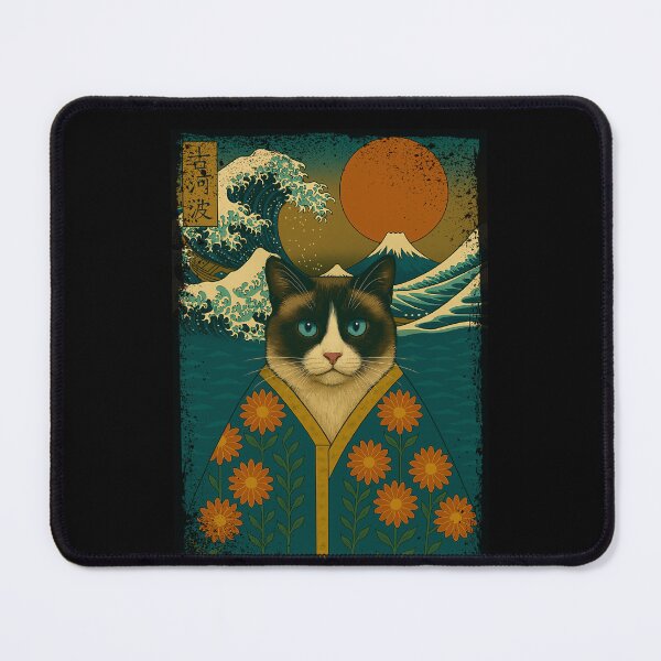 Item preview, Snowshoe Cat Japanese Kanagawa Wave Kimono Cat Mom Dad Kids designed and sold by FurryHavenPH.