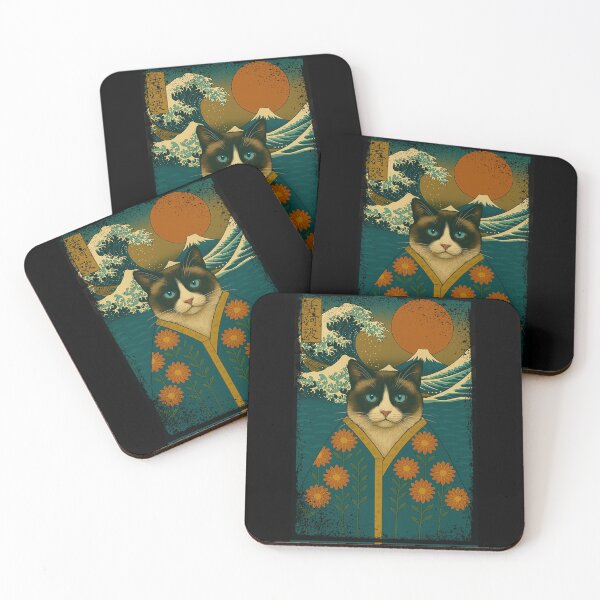 Item preview, Snowshoe Cat Japanese Kanagawa Wave Kimono Cat Mom Dad Kids designed and sold by FurryHavenPH.