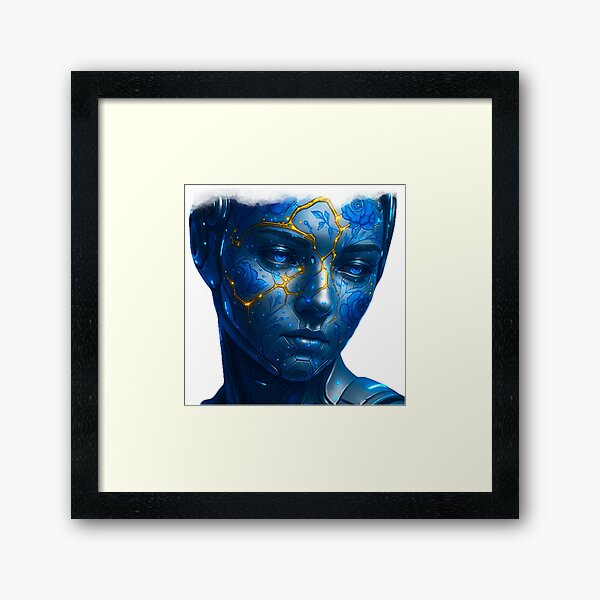 Cyborg Bloom – Futuristic Floral Robot Portrait Ship of Sirens Art by iServalan  Framed Art Print