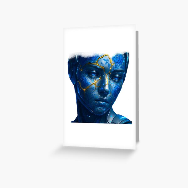 Cyborg Bloom – Futuristic Floral Robot Portrait Ship of Sirens Art by iServalan Greeting Card