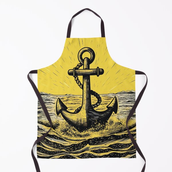 Item preview, DRAWING OF A YELLOW ANCHOR AT SEA designed and sold by infinitearte.