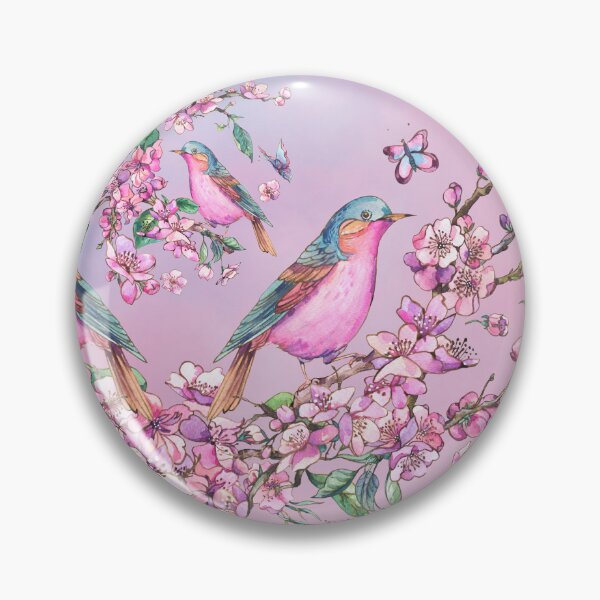 Item preview, "Pink Birds & Cherry Blossoms – Dreamy Watercolor Illustration" designed and sold by SMHaven93.