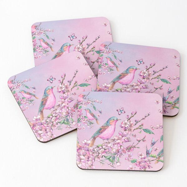 Item preview, "Pink Birds & Cherry Blossoms – Dreamy Watercolor Illustration" designed and sold by SMHaven93.