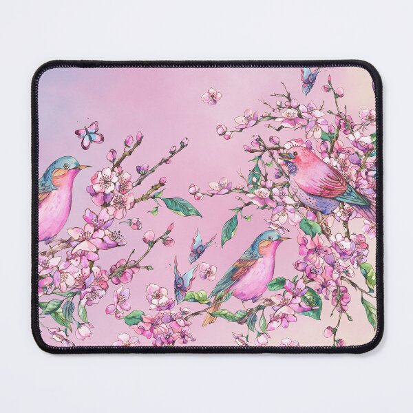 Item preview, "Pink Birds & Cherry Blossoms – Dreamy Watercolor Illustration" designed and sold by SMHaven93.