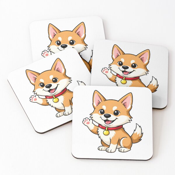 Item preview, Waving Shiba Inu Cartoon Dog Sticker designed and sold by Cute-Dogs-Shop.