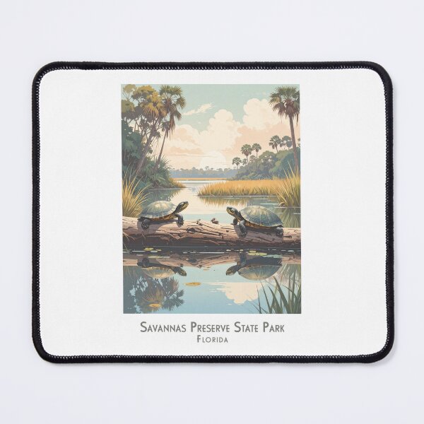 Item preview, Tropical turtles at sunset – Savannas Preserve State Park Florida nature art in vintage retro style designed and sold by pod24.