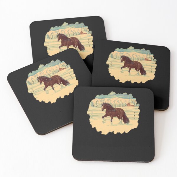 Item preview, Brown-Bay-Gypsy-Vanner-Tinker-Draft-Horse-In-Snow-(1) designed and sold by ElvisChampli.