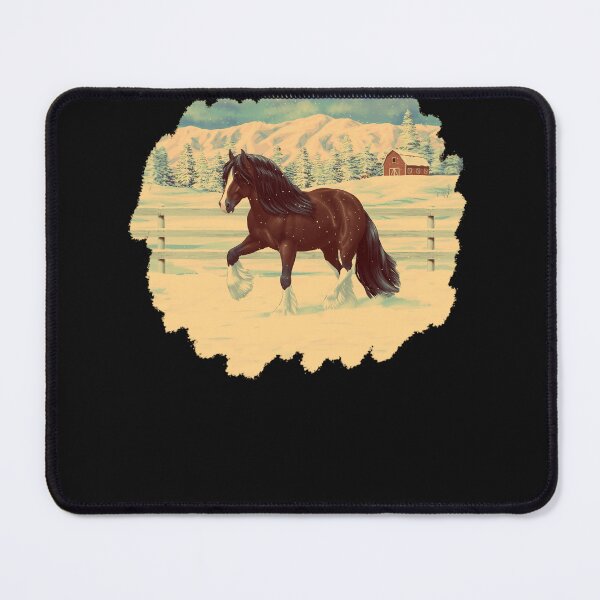 Item preview, Brown-Bay-Gypsy-Vanner-Tinker-Draft-Horse-In-Snow-(1) designed and sold by ElvisChampli.
