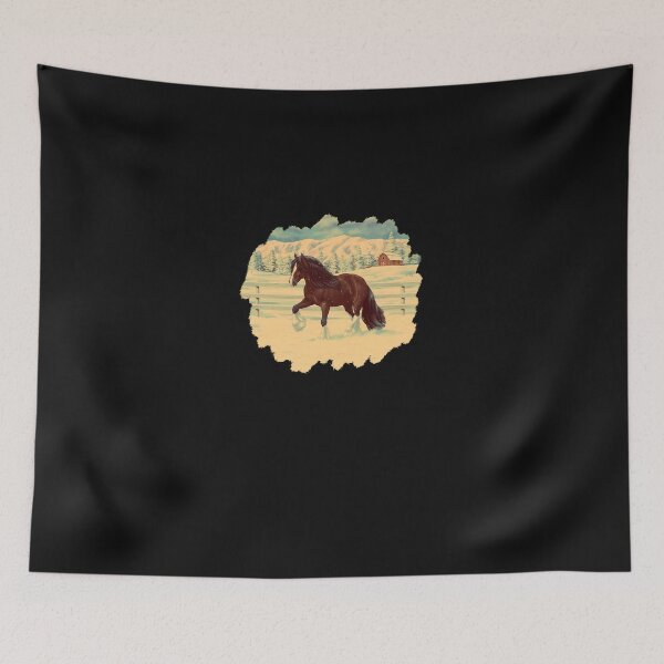 Item preview, Brown-Bay-Gypsy-Vanner-Tinker-Draft-Horse-In-Snow-(1) designed and sold by ElvisChampli.