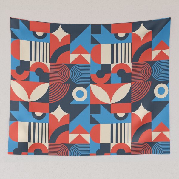 Item preview, Bauhaus Inspired Products For Aesthetic Bauhaus Interior Design: Our Best Seller Beige Red and Blue Multicolor Bauhaus designed and sold by Dezinix.