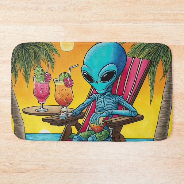 Item preview, Alien on a tropical beach drinking a cocktail designed and sold by Colin Bentham.