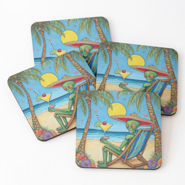 Item preview, Alien on a tropical beach drinking a cocktail designed and sold by Colin Bentham.