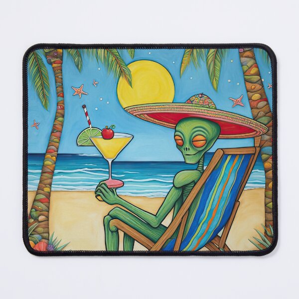 Item preview, Alien on a tropical beach drinking a cocktail designed and sold by Colin Bentham.