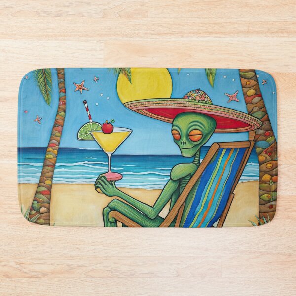 Item preview, Alien on a tropical beach drinking a cocktail designed and sold by Colin Bentham.