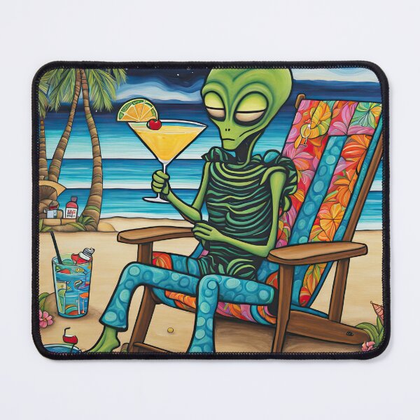 Item preview, Alien on a tropical beach drinking a cocktail designed and sold by Colin Bentham.