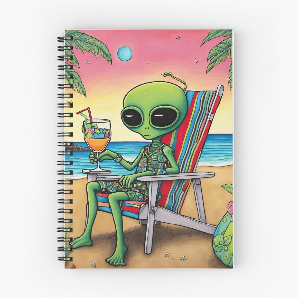 Item preview, Extraterrestre en una playa tropical bebiendo un cóctel designed and sold by Colin Bentham.