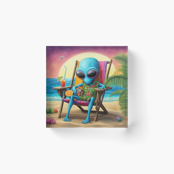 Item preview, Alien on a tropical beach drinking a cocktail designed and sold by Colin Bentham.