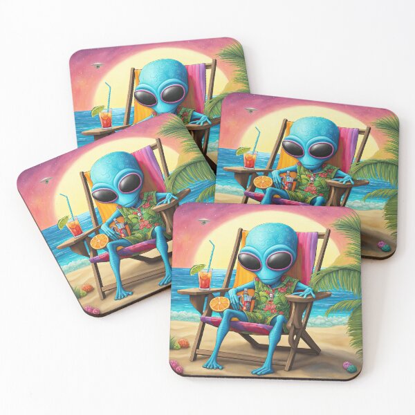 Item preview, Alien on a tropical beach drinking a cocktail designed and sold by Colin Bentham.