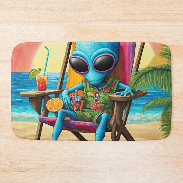 Item preview, Alien on a tropical beach drinking a cocktail designed and sold by Colin Bentham.