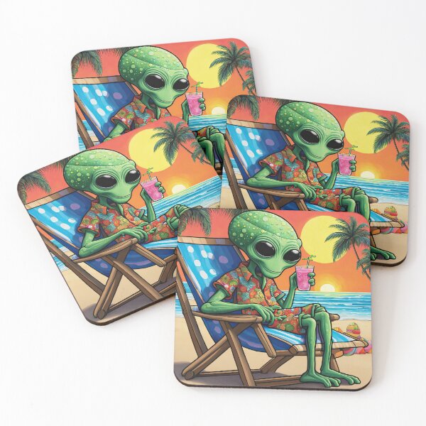 Item preview, Alien on a tropical beach drinking a cocktail designed and sold by Colin Bentham.