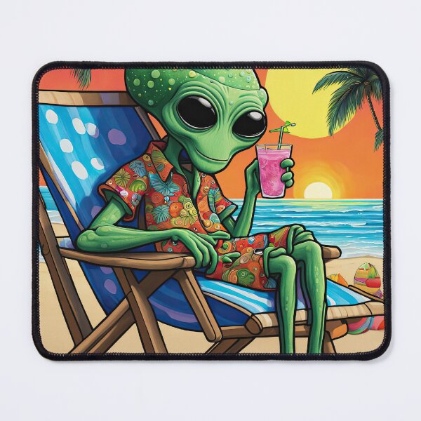 Item preview, Alien on a tropical beach drinking a cocktail designed and sold by Colin Bentham.