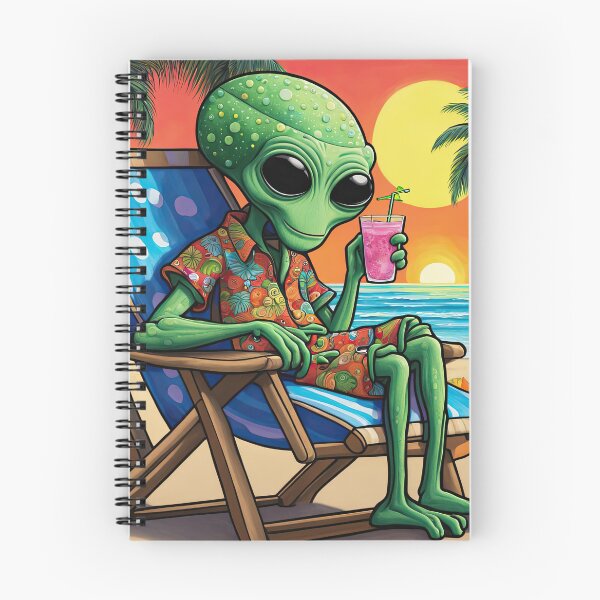 Item preview, Extraterrestre en una playa tropical bebiendo un cóctel designed and sold by Colin Bentham.
