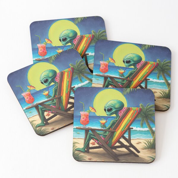 Item preview, Alien on a tropical beach drinking a cocktail designed and sold by Colin Bentham.