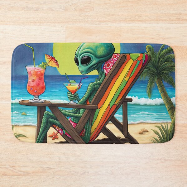 Item preview, Alien on a tropical beach drinking a cocktail designed and sold by Colin Bentham.