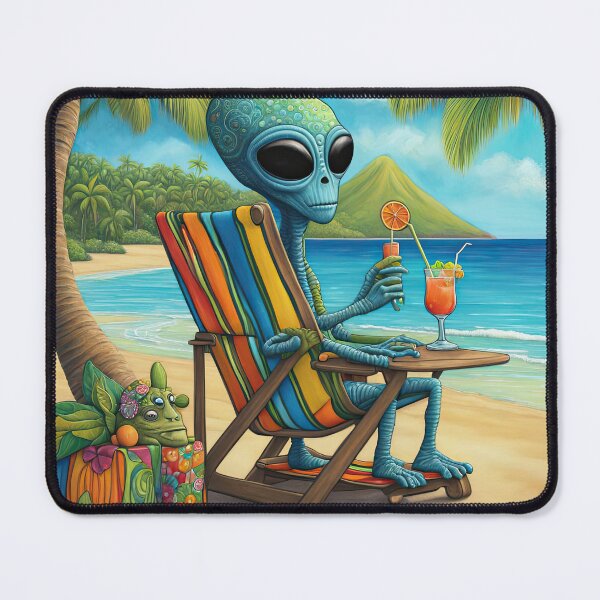 Item preview, Alien on a tropical beach drinking a cocktail designed and sold by Colin Bentham.