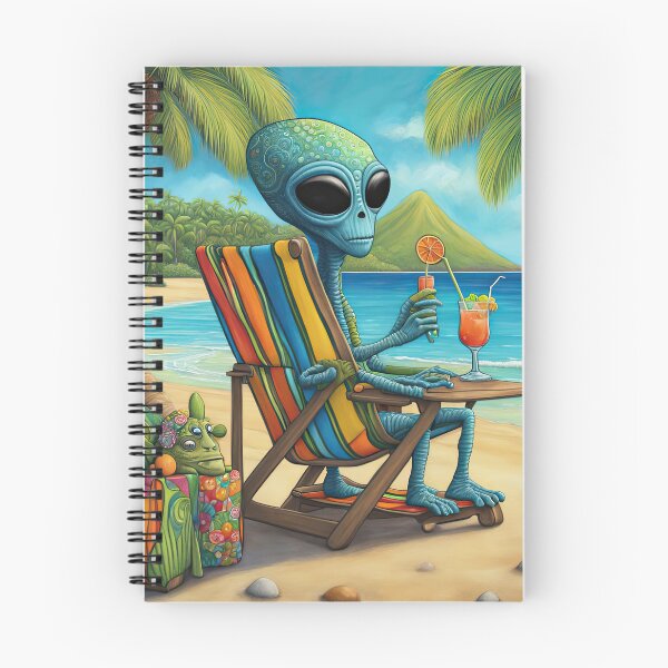 Item preview, Extraterrestre en una playa tropical bebiendo un cóctel designed and sold by Colin Bentham.