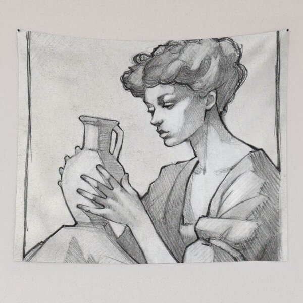 Item preview, Woman and her pitcher designed and sold by EnaBianca.
