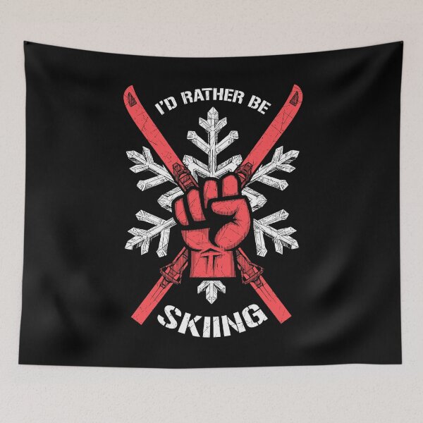 Item preview, I'd Rather Be Skiing Ski Protest Fist Skier Snowflake Skiers designed and sold by GrandeDuc.