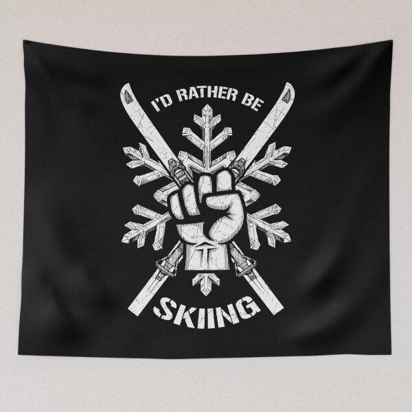 Item preview, I'd Rather Be Skiing Ski Protest Fist Skier Snowflake Skiers designed and sold by GrandeDuc.