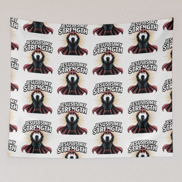 Item preview, Jesus Is My Strength Christian Design | Bible Verse Superhero Faith Art | Inspirational Scripture Graphic designed and sold by HahaHandlesHub.