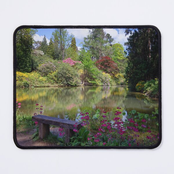 Item preview, A bench in front of a pond in an English Garden designed and sold by John Gilham - Landscape Photography.