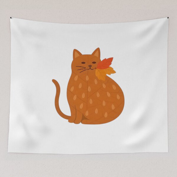 Item preview, Autumn Cat with Leaf – Cozy Fall Vibes designed and sold by GoxyVision.
