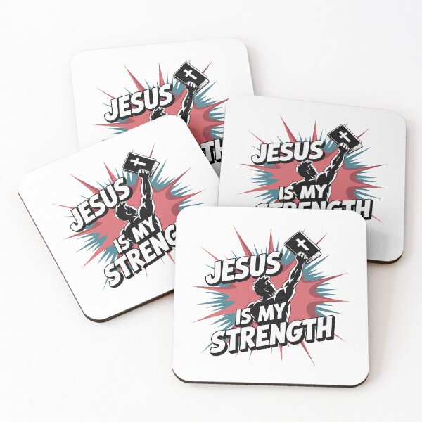 Item preview, Jesus Is My Strength | Christian Superhero Faith Design | Bible Verse Inspirational Graphic designed and sold by HahaHandlesHub.