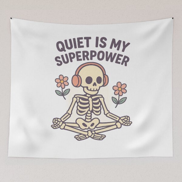Item preview, Quiet Is My Superpower – Kawaii Skeleton Pastel Goth Design designed and sold by AmeliaKrysiak.