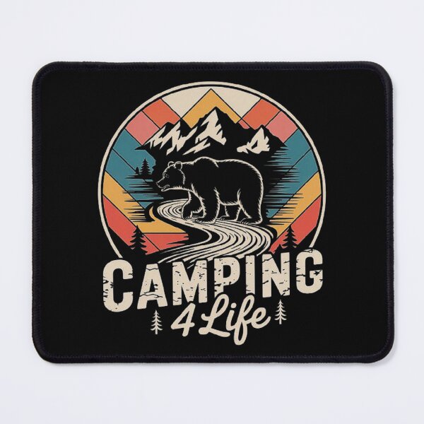 Item preview, Camping 4 Life Retro Bear Mountain Adventure Design designed and sold by love3617.