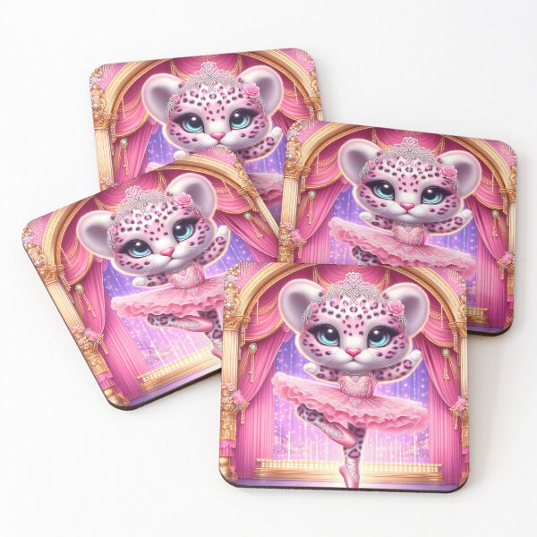 Item preview, Pink Plush Leopard Ballerina – Jewel Tutu Dance on Golden Stage designed and sold by EmeraldeaArt.